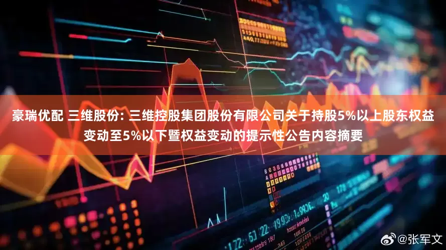 豪瑞优配 三维股份: 三维控股集团股份有限公司关于持股5%以上股东权益变动至5%以下暨权益变动的提示性公告内容摘要
